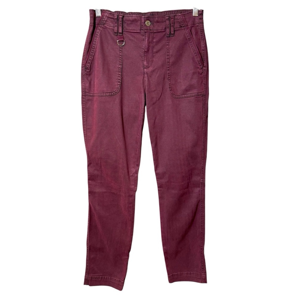 WHBM Mid-Rise Everyday Soft Denim Utility‎ Slim Ankle Jeans Size 4 Burgundy